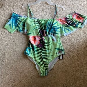 New WITH TAGS Floral Green One-Piece Bathing Suit